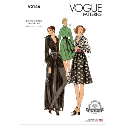 Patron Vogue 2146/B5 (36-44) - Robe boutonnée style vintage 70s