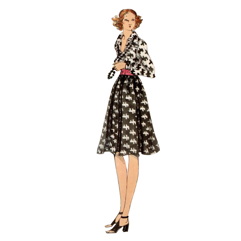 Patron Vogue 2146/B5 (36-44) - Robe boutonnée style vintage 70s
