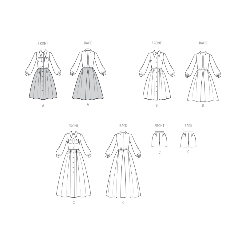 Patron Vogue 2146/Y5 (46-54) - Robe boutonnée style vintage 70s