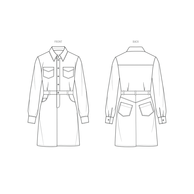 Patron KnowMe 2133.K5 (7-14) - Robe mi-longue à poches & ceinture