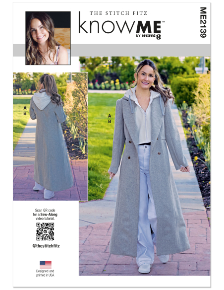 Patron KnowMe 2139.Y5 (46-54) - Manteau croisé & insert capuche