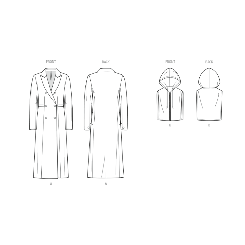 Patron KnowMe 2139.Y5 (46-54) - Manteau croisé & insert capuche