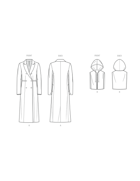 Patron KnowMe 2139.Y5 (46-54) - Manteau croisé & insert capuche