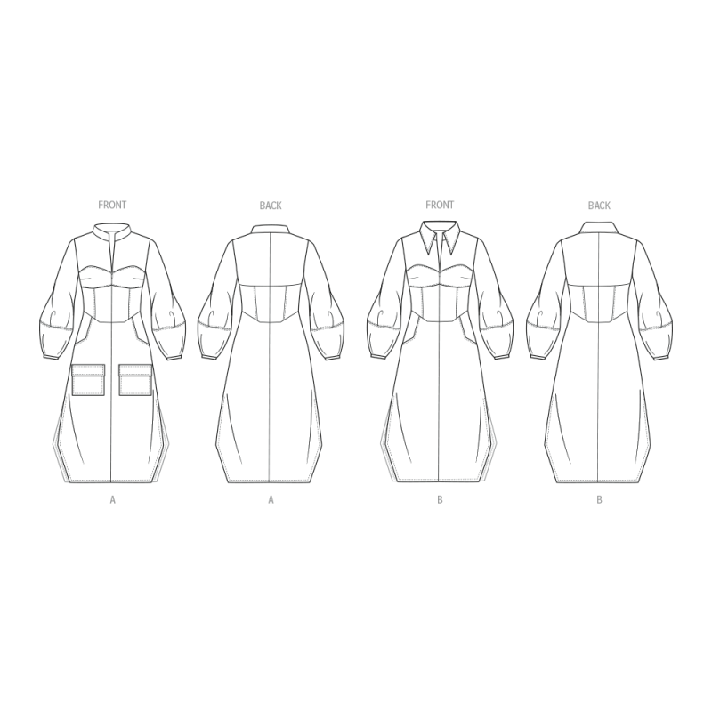 Patron KnowMe 2140.Y5 (46-54) - Shirt-Dress corset midi