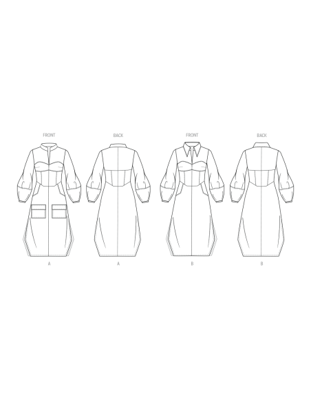 Patron KnowMe 2140.Y5 (46-54) - Shirt-Dress corset midi