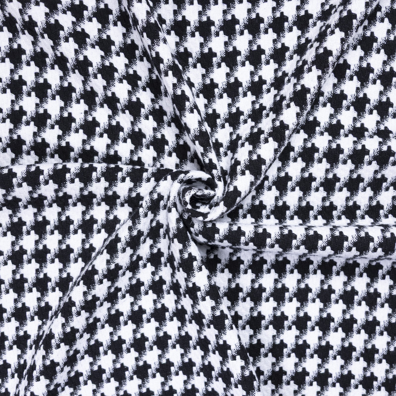 Tweed 100% coton - Pied-de-poule noir et blanc
