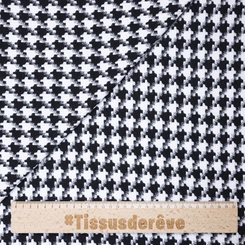 Tweed 100% coton - Pied-de-poule noir et blanc