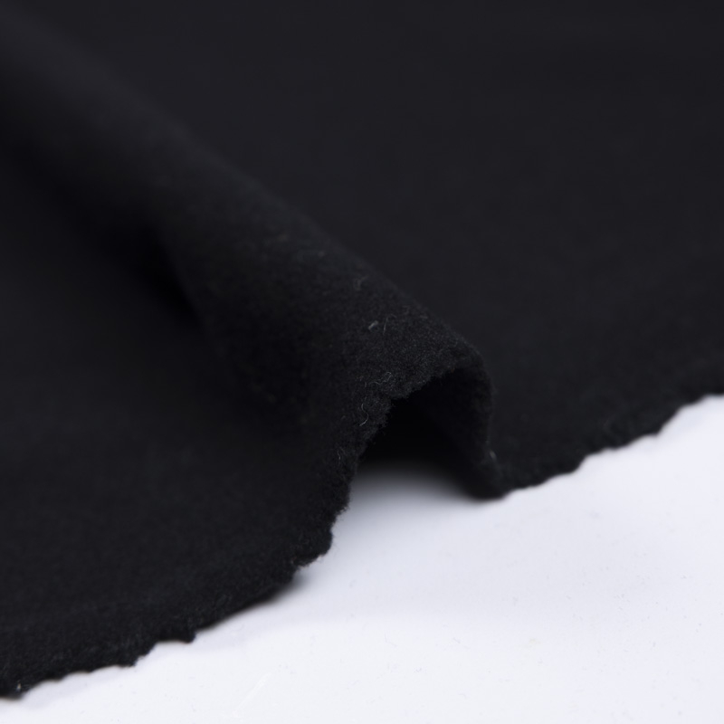 Velours de laine vierge & cachemire double face - Noir