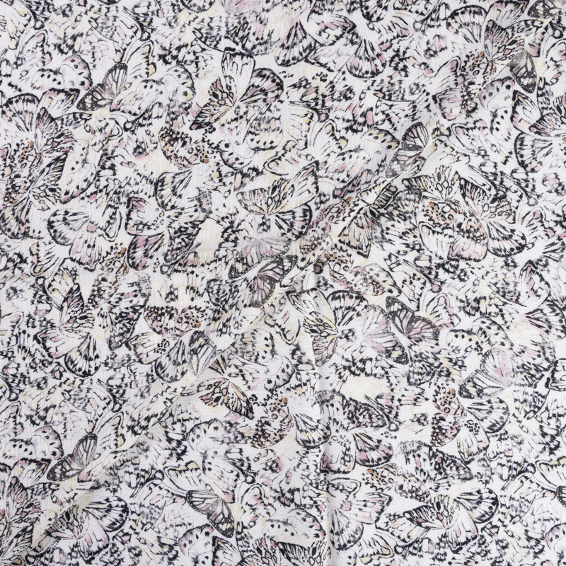 Crêpe crinkle 100% viscose - Papillons pastel