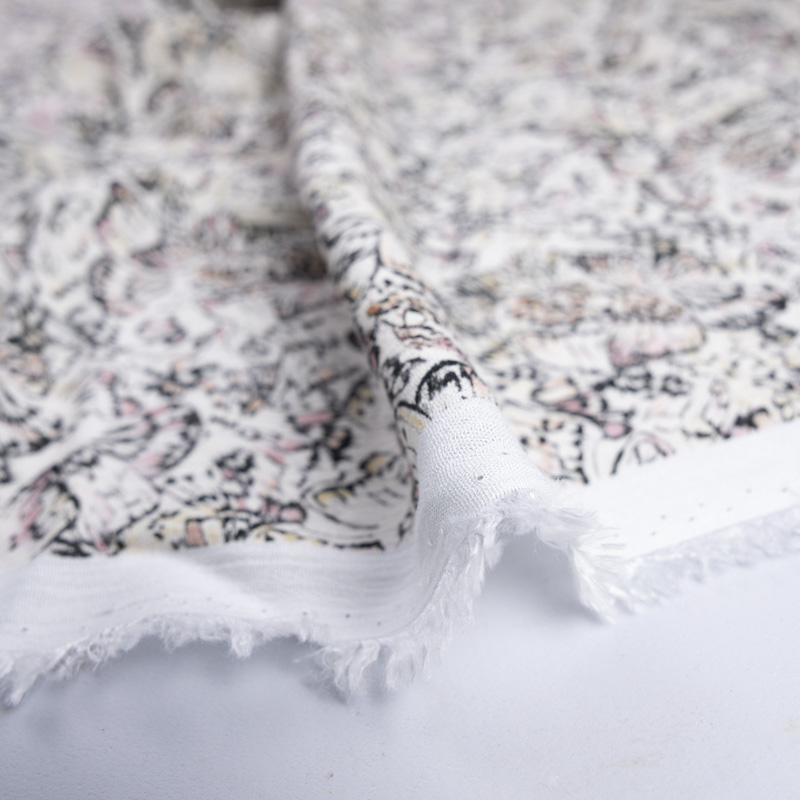 Crêpe crinkle 100% viscose - Papillons pastel