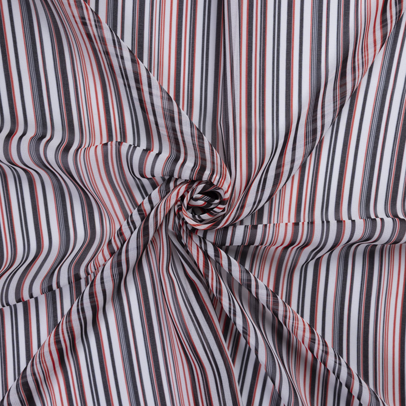 Mousseline - Rayures rouges et noires