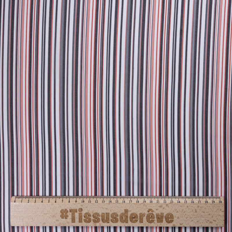 Mousseline - Rayures rouges et noires