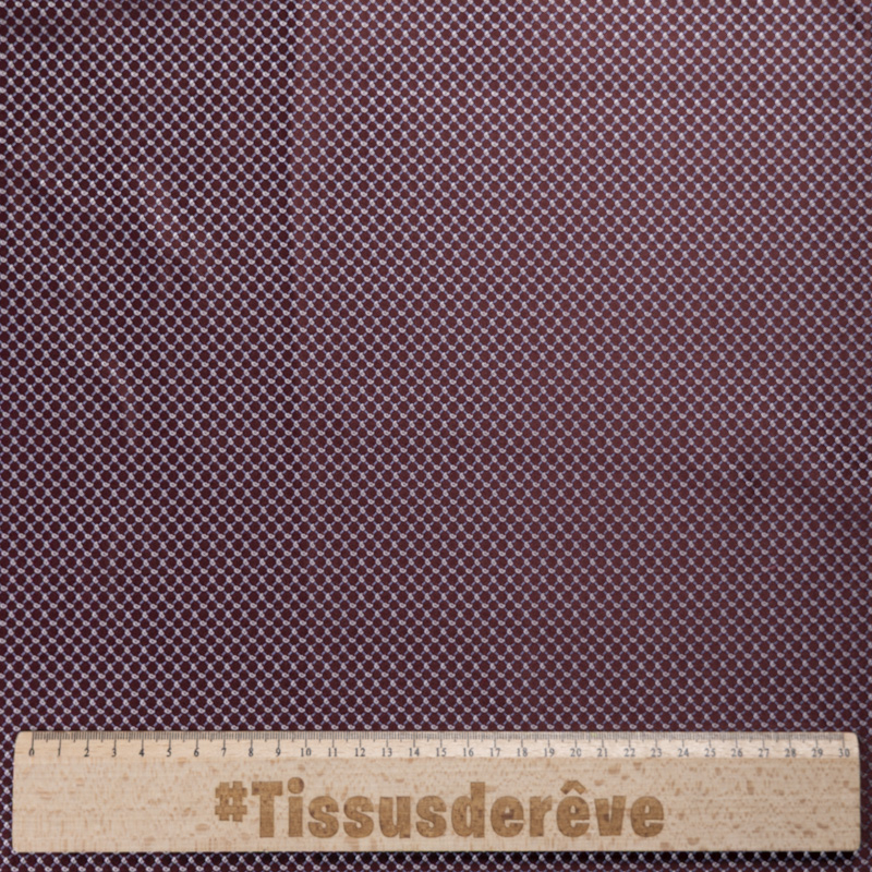 Jacquard 100% soie - Cachemire blanc fond bordeaux