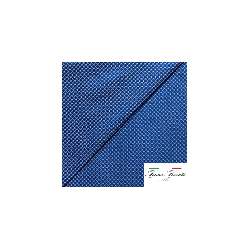 Jacquard 100% soie - Cachemire blanc fond bleu roi