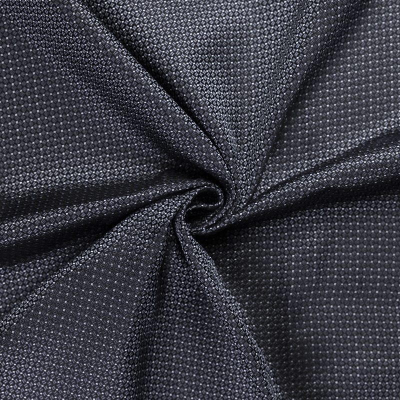 Jacquard 100% soie - Motif géométrique gris anthracite
