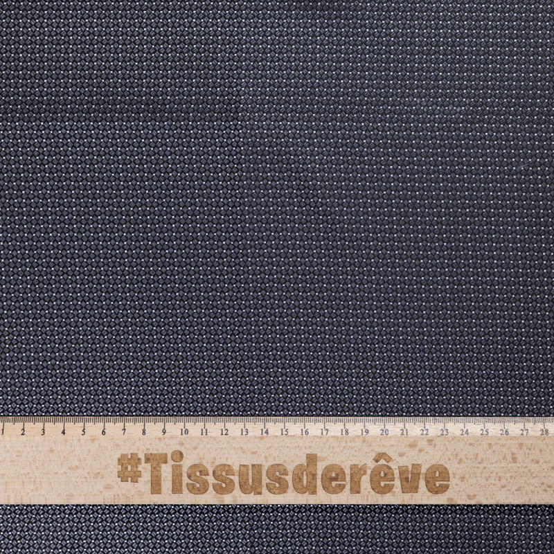 Jacquard 100% soie - Motif géométrique gris anthracite