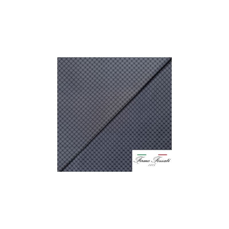 Jacquard 100% soie - Chaîne rectangulaire blanc fond gris