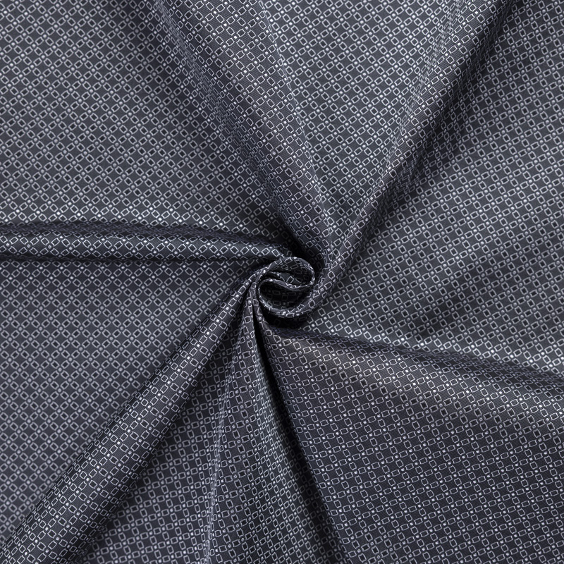 Jacquard 100% soie - Chaîne rectangulaire blanc fond gris