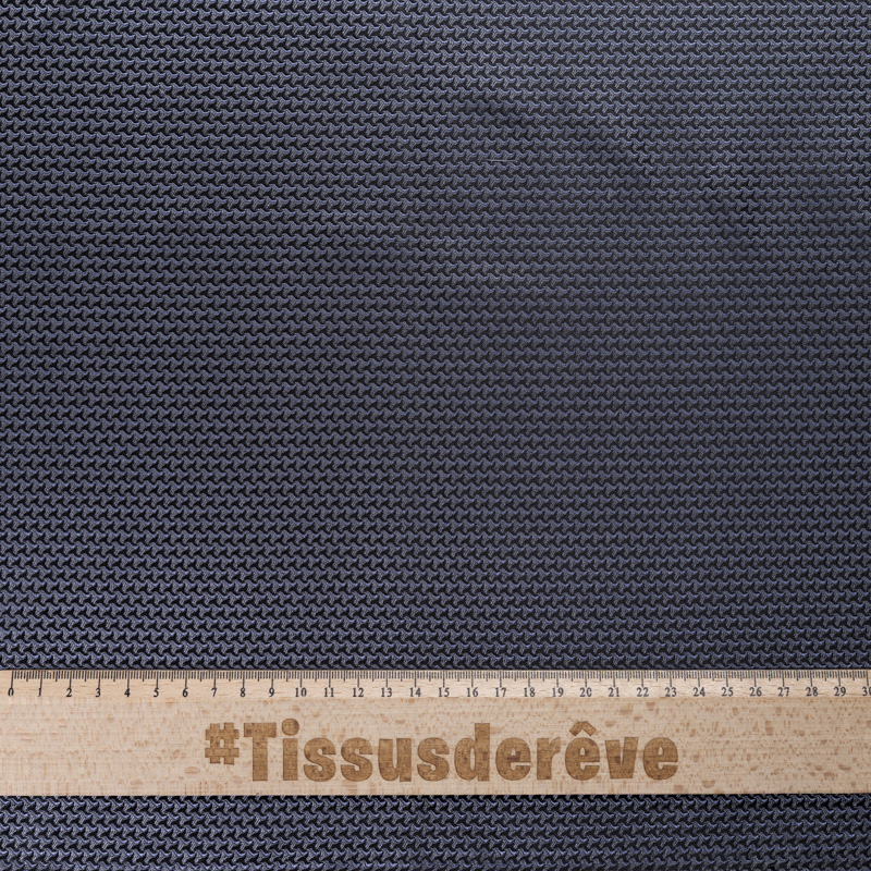 Jacquard 100% soie - Crochet gris fond noir
