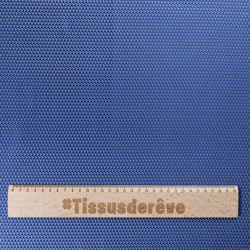 Jacquard 100% soie - Crochet bleu fond bleu