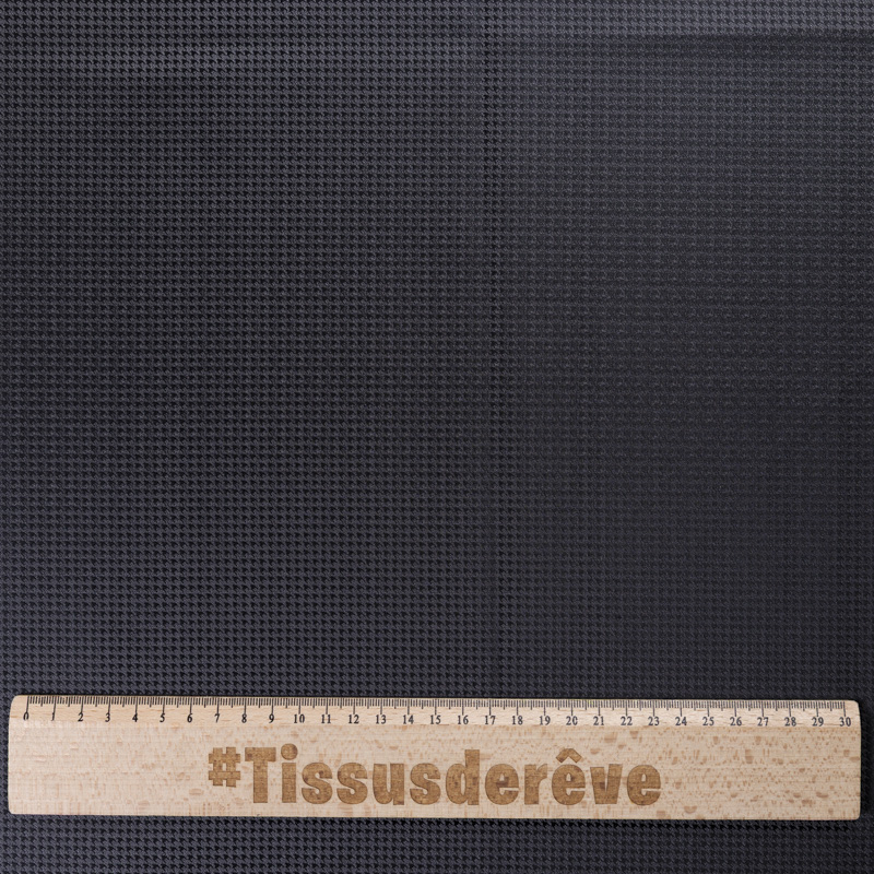 Jacquard 100% soie - Pieds de puces noirs fond gris
