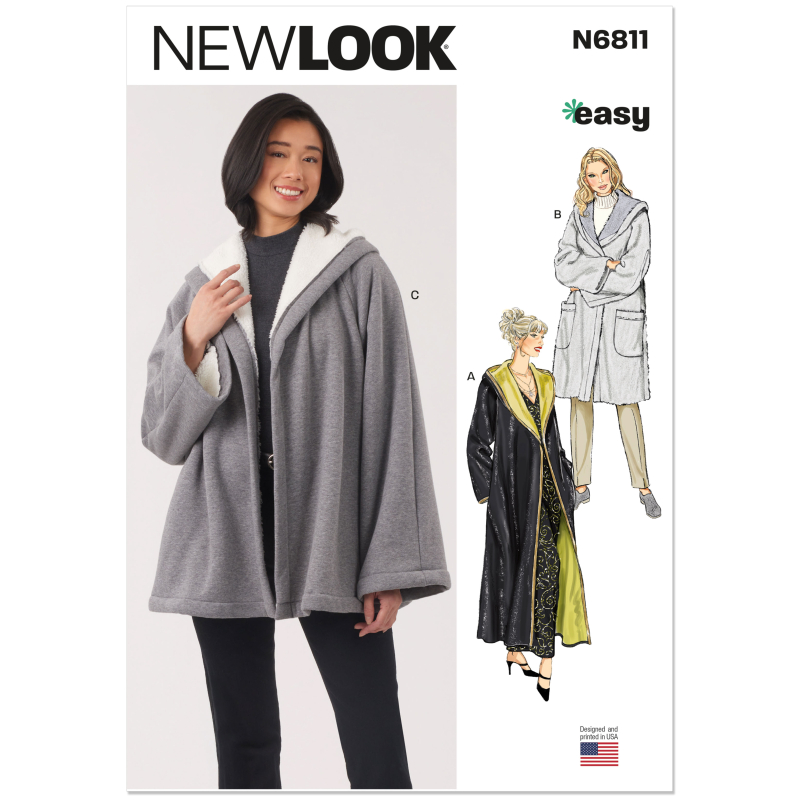 Patron New Look 6811 - Manteau à capuche deux longueurs
