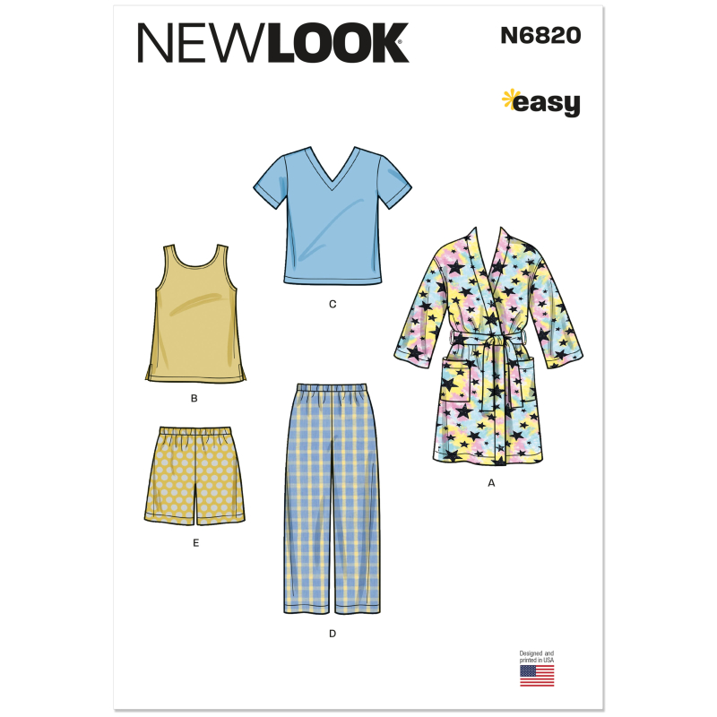 Patron New Look 6820 - Loungewear enfants 5 pièces