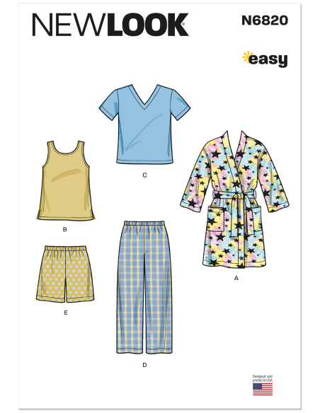 Patron New Look 6820 - Loungewear enfants 5 pièces