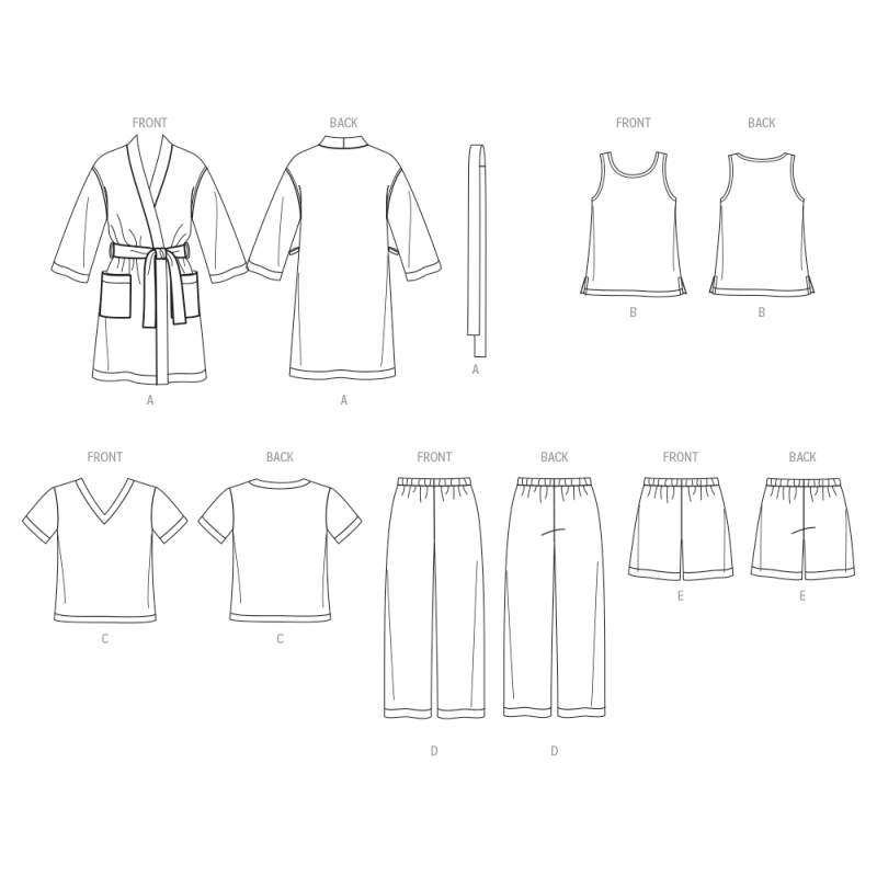 Patron New Look 6820 - Loungewear enfants 5 pièces