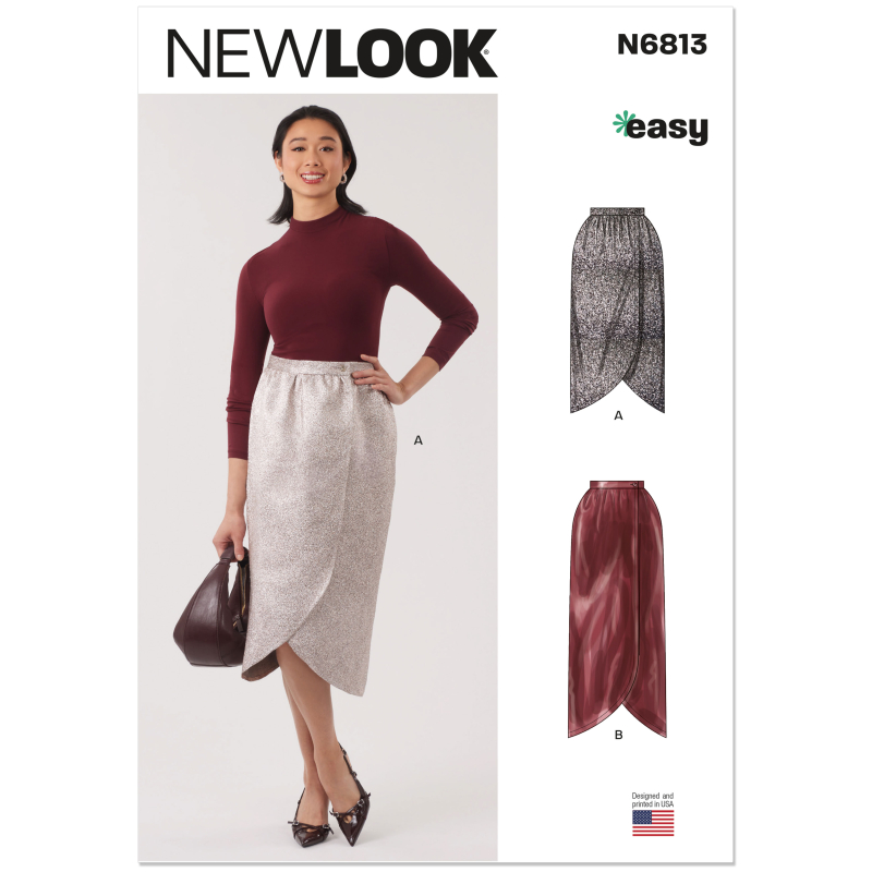 Patron New Look 6813 - Jupe portefeuille deux longueurs
