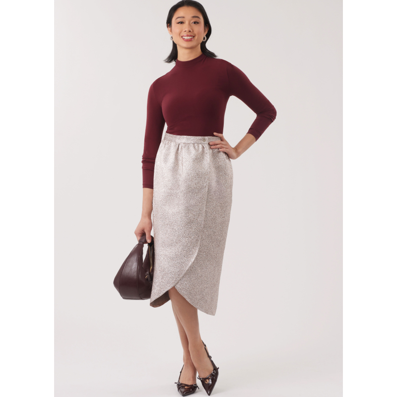 Patron New Look 6813 - Jupe portefeuille deux longueurs