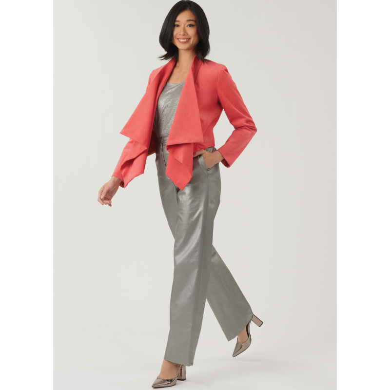 Patron New Look 6817 - Veste drapée avant, gilet & pantalon droit