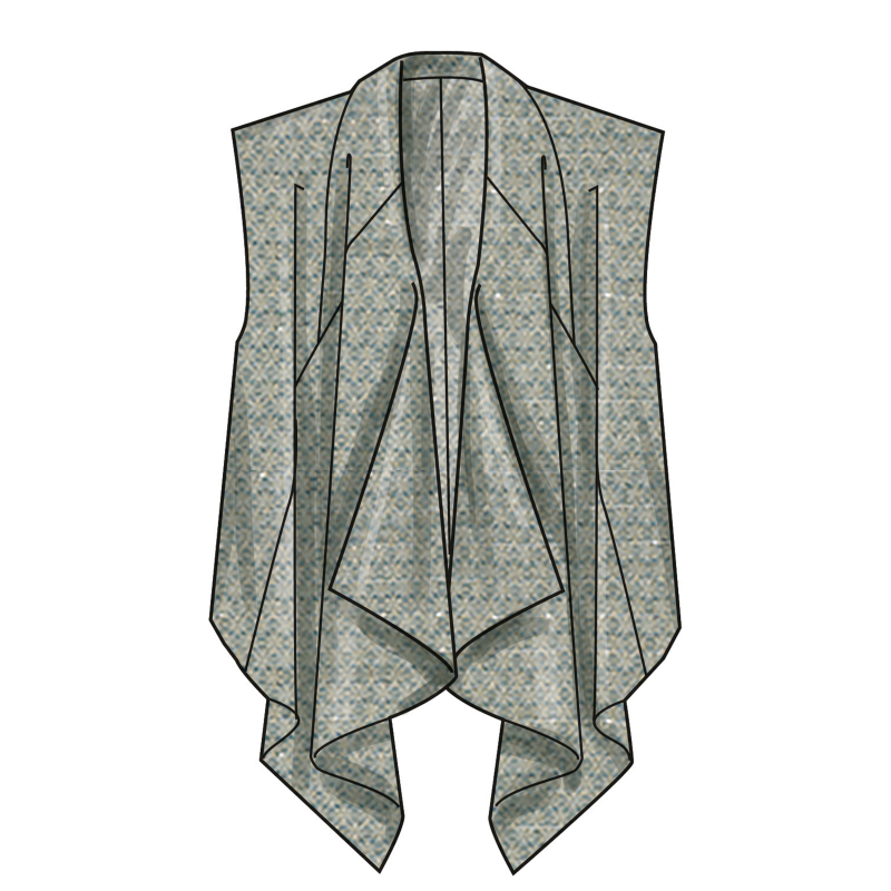 Patron New Look 6817 - Veste drapée avant, gilet & pantalon droit