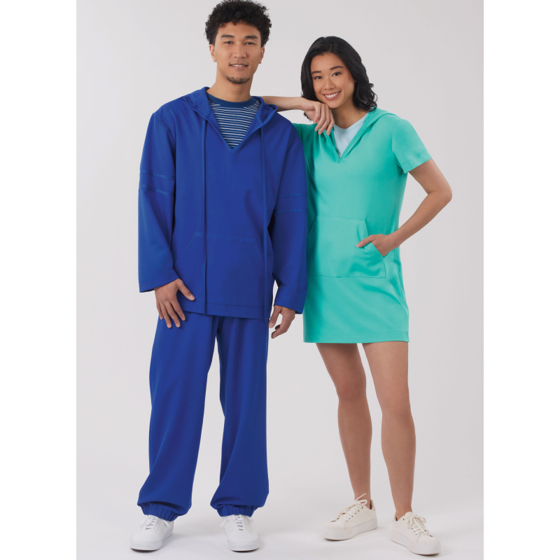 Patron New Look 6818 - Hoodie à capuche, pantalon & robe en maille