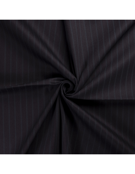 Gabardine imprimée coton & élasthanne – Rayure noir ton sur ton