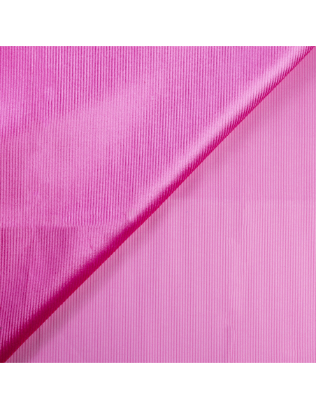 Velours côtelé 500 raies coton, viscose & élasthanne - Rose bonbon