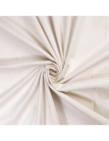 Velours côtelé 300 raies coton & élasthanne - Crème