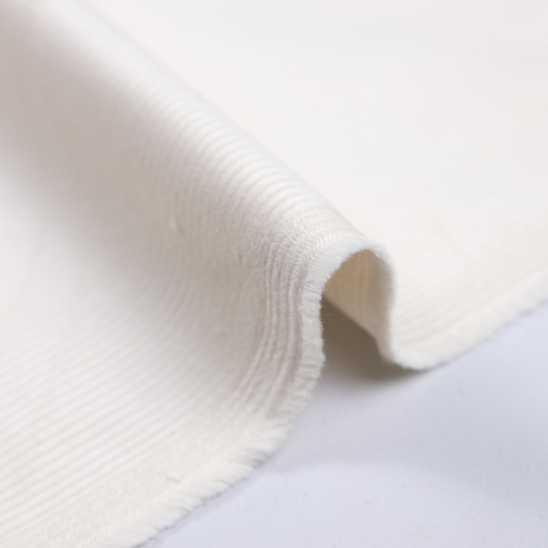 Velours côtelé 300 raies coton & élasthanne - Crème