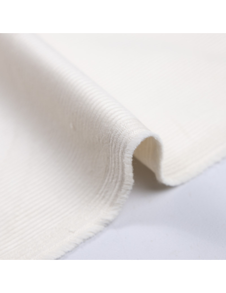 Velours côtelé 300 raies coton & élasthanne - Crème
