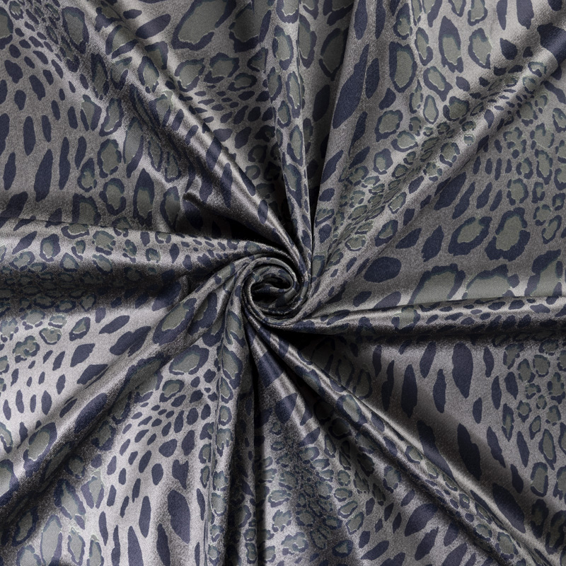 Velours ras coton, viscose & élasthanne - Reptile fond vert