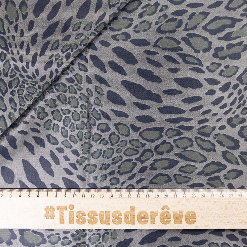 Velours ras coton, viscose & élasthanne - Reptile fond vert