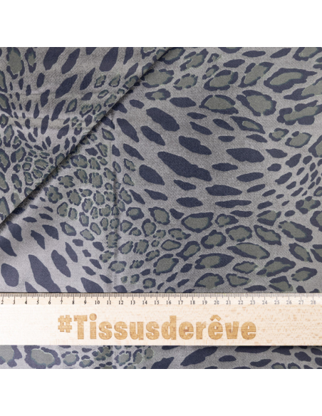 Velours ras coton, viscose & élasthanne - Reptile fond vert