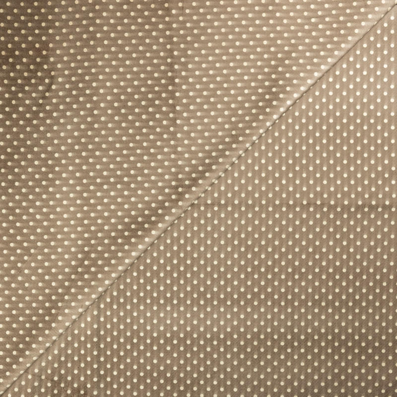 Velours ras coton & élasthanne - Pois tacheté beige fond marron