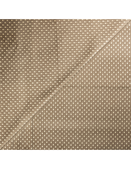 Velours ras coton & élasthanne - Pois tacheté beige fond marron