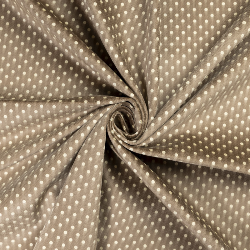 Velours ras coton & élasthanne - Pois tacheté beige fond marron