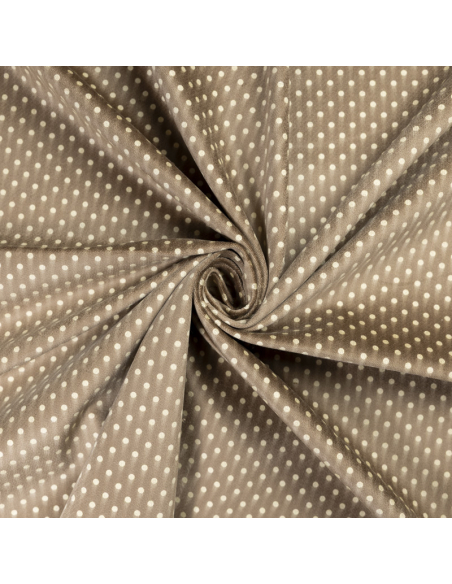 Velours ras coton & élasthanne - Pois tacheté beige fond marron