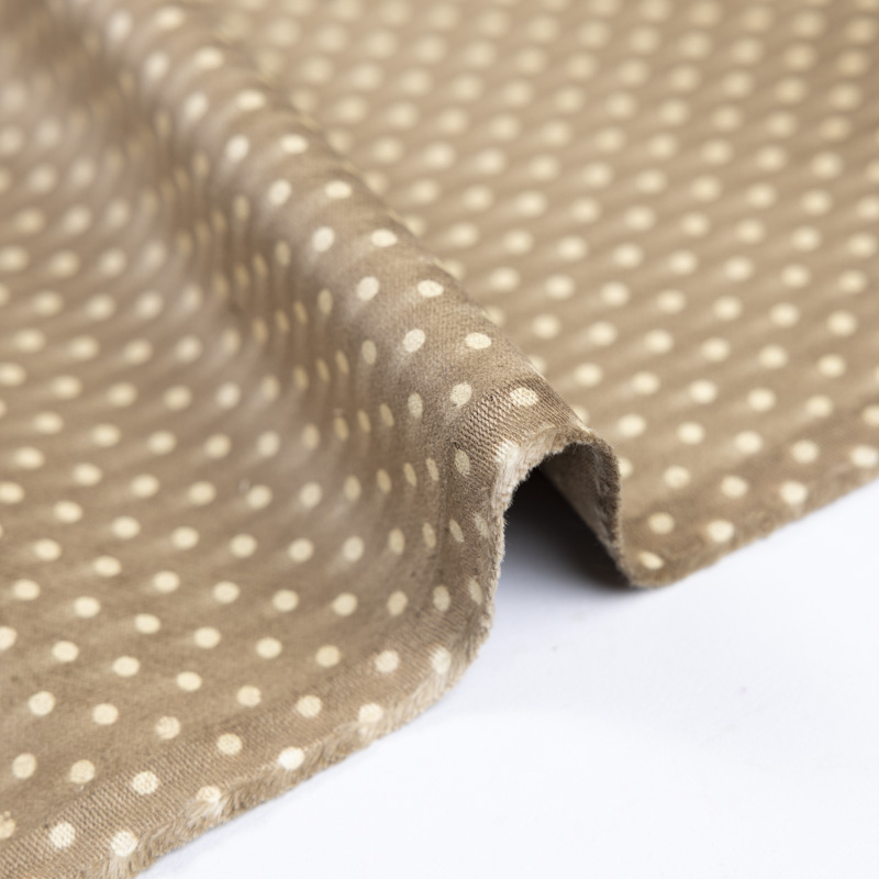 Velours ras coton & élasthanne - Pois tacheté beige fond marron