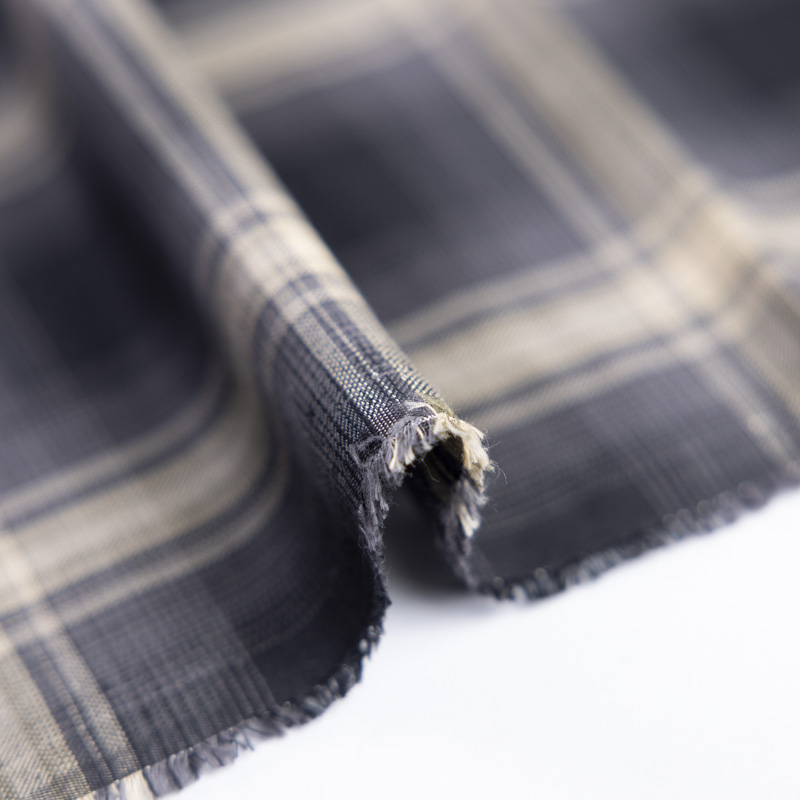 Tissu chemise clan 100% coton - Carreau marine ivoire