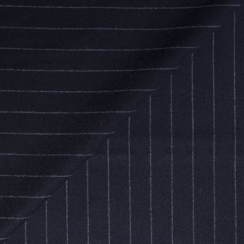 Tissu tailleur laine & élasthanne – Rayure craie bleu nuit