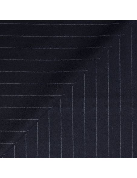 Tissu tailleur laine & élasthanne – Rayure craie bleu nuit